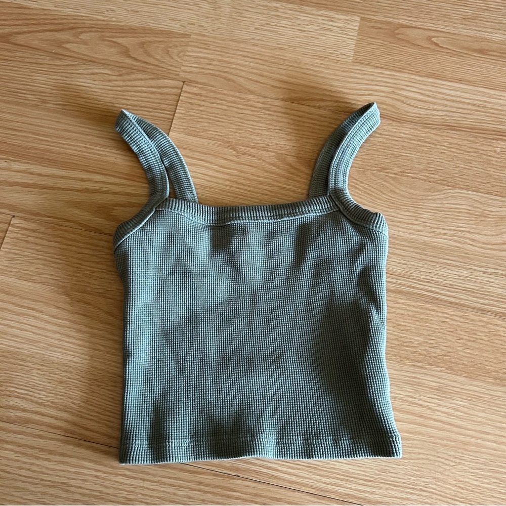 Forever 21 Light Green Ribbed Cropped Tank Small